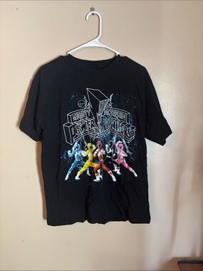 Mighty Morphin Power Rangers Black Graphic Tee - Team Color Print